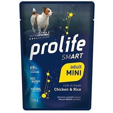 Alimento umido Prolife Smart Adult Mini Pollo e Riso 100g per cani adulti di piccola taglia Alimento umido Prolife Smart Adult Mini Pollo e Riso 100g per cani adulti di piccola taglia